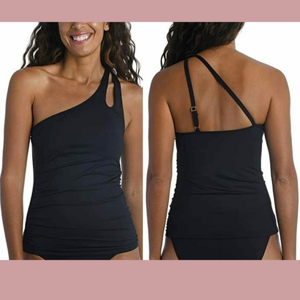 Like New La Blanca [ 8 ] Island Goddess One Shoulder Keyhole Tankini Swimsuit